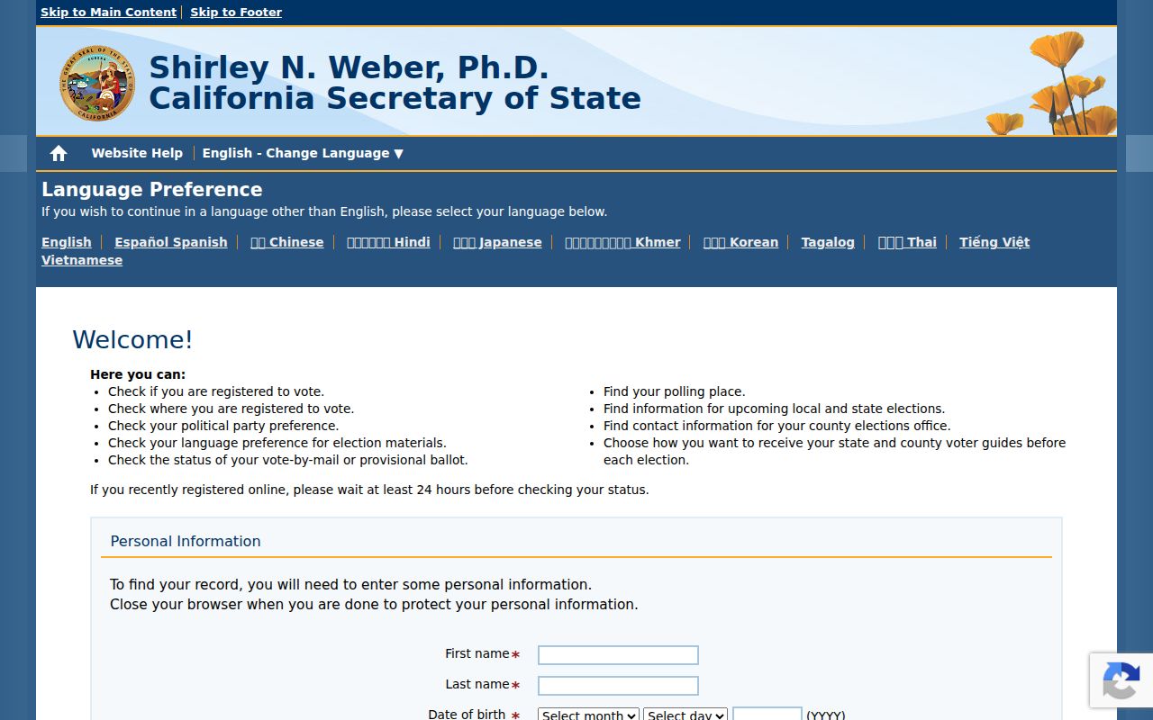 Imperial residents directory California voter status lookup