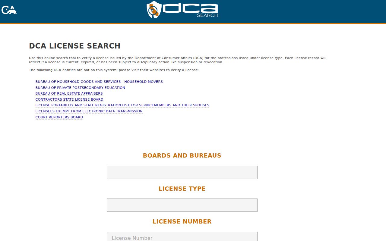 Imperial residents directory California professional license search