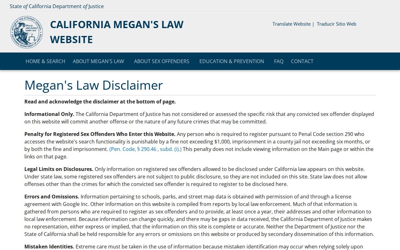 Imperial resident lookup California Megan's Law registry