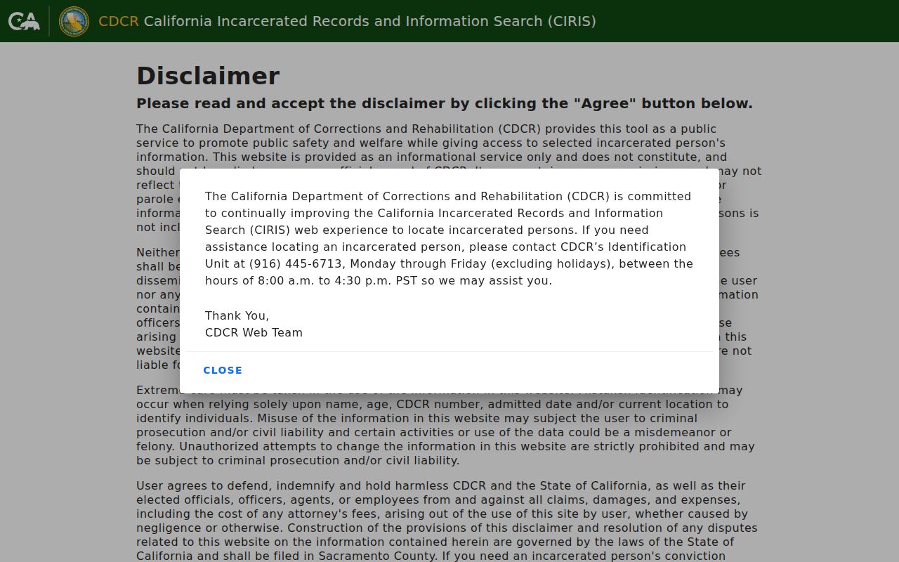 Imperial resident lookup California CDCR incarcerated person locator