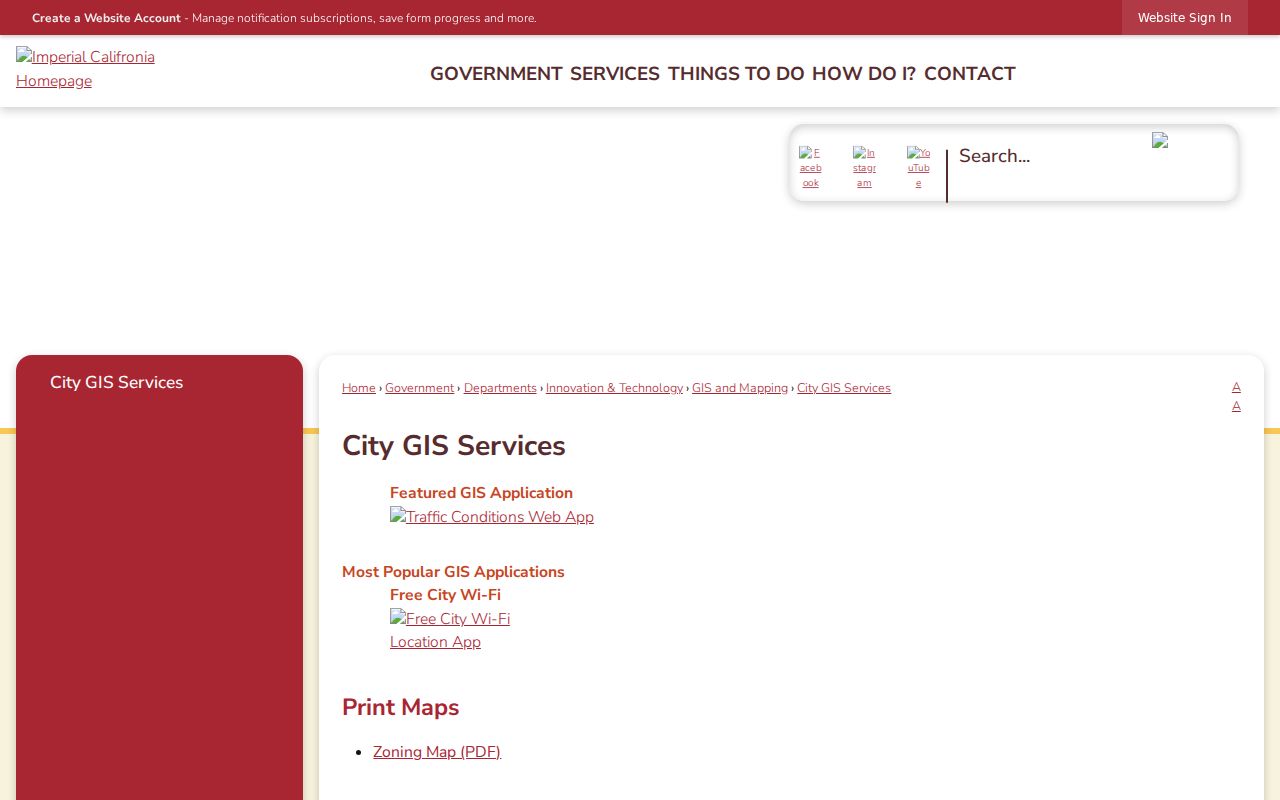 Imperial street directory City GIS services