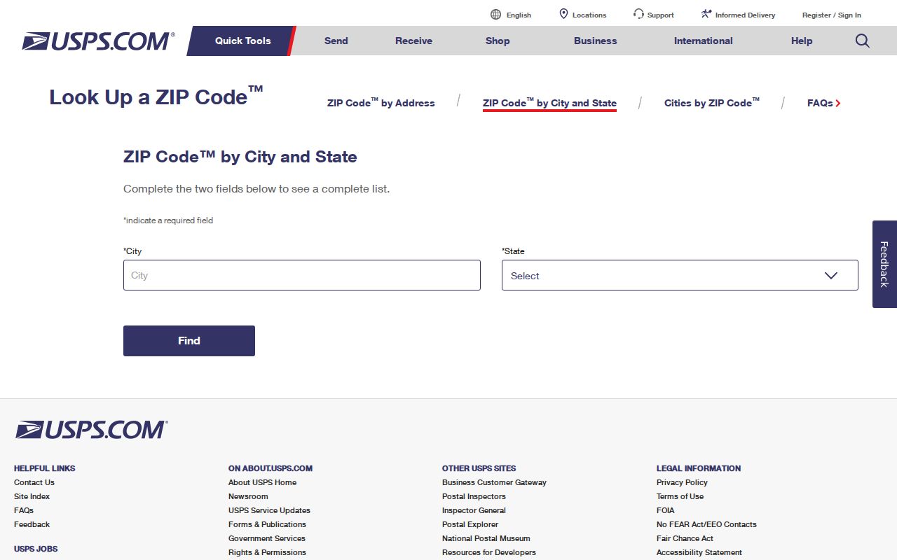 USPS city and state lookup for Imperial ZIP code directory